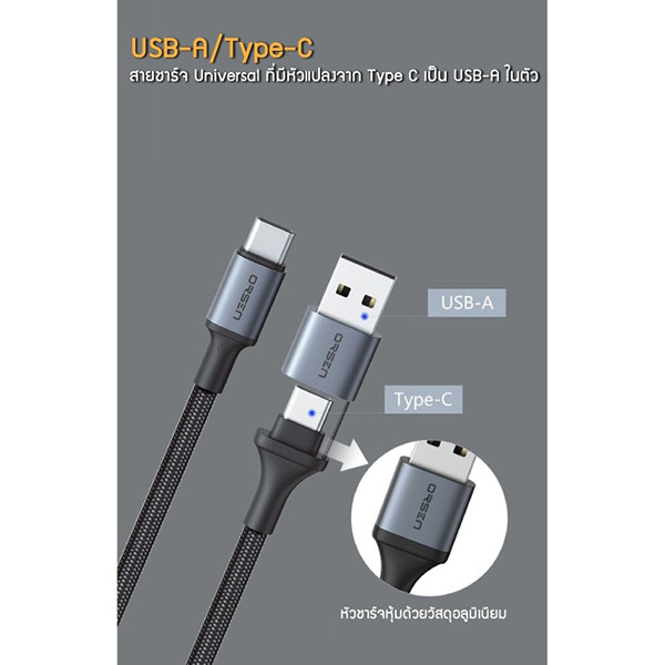 (ITCG153) Orsen by Eloop S8 สายชาร์จเร็ว 2 in 1 PD 100W - P1019 : Orsen by Eloop S8 Fast Charging Cable 2 in 1 PD 100W - P1019