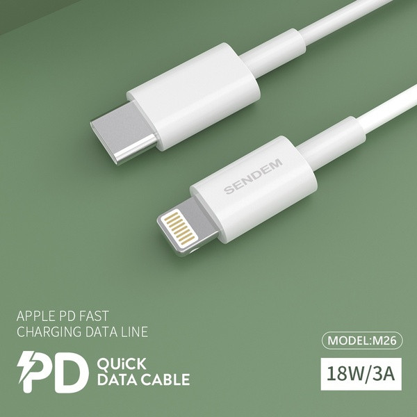  (ITCG171) สายชาร์จ Sendem M26 ชาร์จเร็ว 3A TYPE-C to Lightning PD20W ประกันศูนย์ 1 ปี - P886 : Sendem M26 Charging Cable Fast Charging 3A TYPE-C to Lightning PD20W 1 year warranty - P886