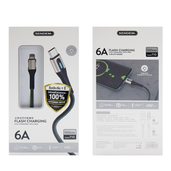 (ITCG170) สายชาร์จ Sendem T10 FLASH CHARGING ชาร์จเร็ว 6A ประกันศูนย์ 1 ปี - P889 : Sendem T10 FLASH CHARGING Charging Cable Fast Charging 6A 1 Year Warranty - P889 