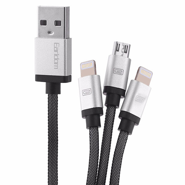 (ITCG223) สายชาร์จ Earldom 3 in 1 กล่องดำน้ำเงิน - P253 : Earldom 3 in 1 charging cable, black and blue box - P253 