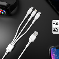 (ITCG173) สายชาร์จ 3in1 Sendem M33 ชาร์จเร็ว 3A ประกันศูนย์ 1 ปี - P875 : Sendem M33 3in1 fast charging 3A 1 year warranty - P875 