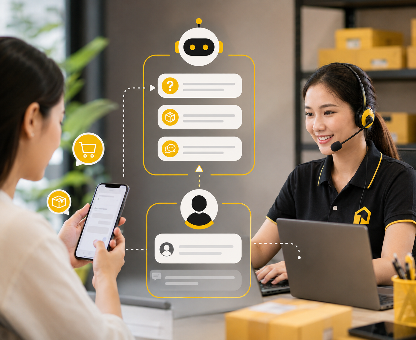 แอดมินและ Chatbot ช่วยตอบคำถามลูกค้าร้านค้าออนไลน์