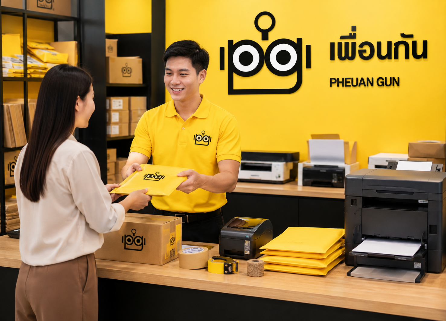 ส่งพัสดุ · ปริ้นเอกสาร · ใบปะหน้า โดยเพื่อนกัน